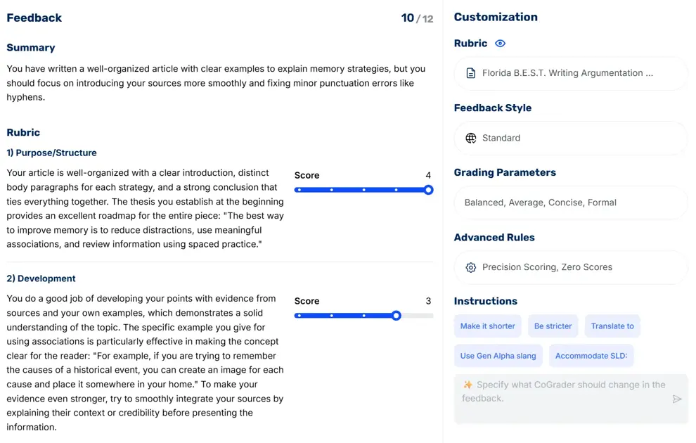 Review and adjust feedback